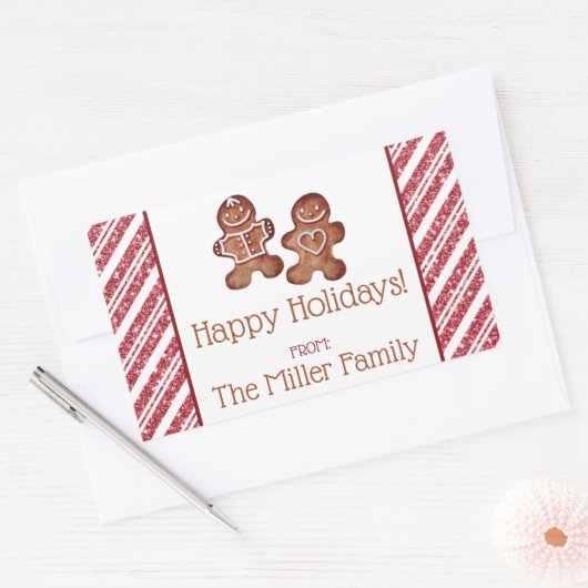 Gingerbrood Man Persoonlijke feestdag Rechthoekige Sticker (Envelop)