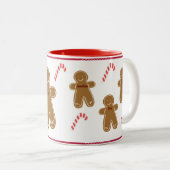 Gingerbrood Man Persoonlijke naam Familiefeestdag Tweekleurige Koffiemok (Voorkant rechts)