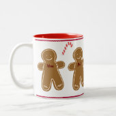 Gingerbrood Man Persoonlijke naam Familiefeestdag Tweekleurige Koffiemok (Links)