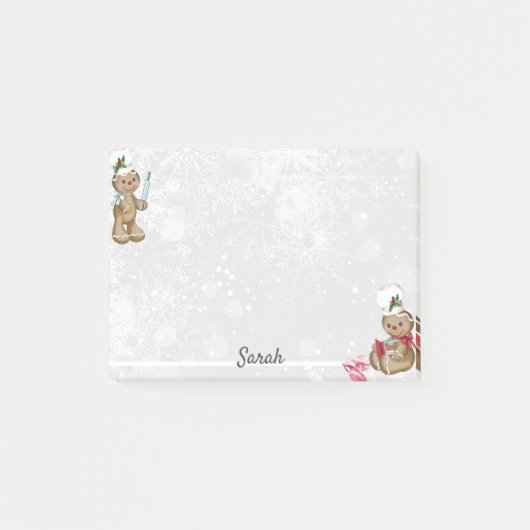 Gingerbrood Man Persoonlijke naam Stocking Stuffer Post-it® Notes (Voorkant)