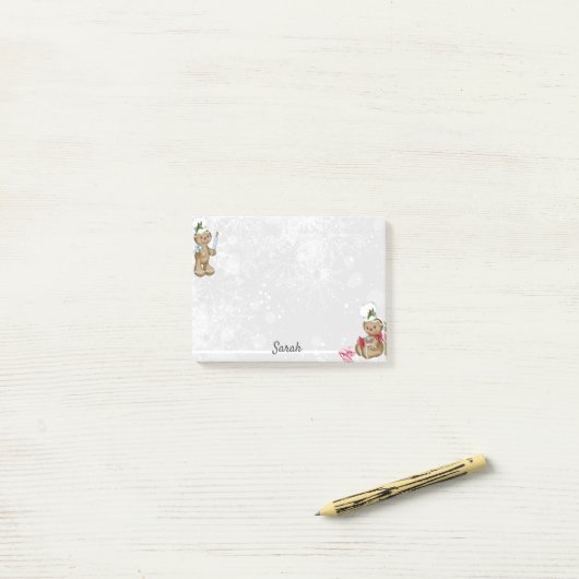 Gingerbrood Man Persoonlijke naam Stocking Stuffer Post-it® Notes (Op bureau)