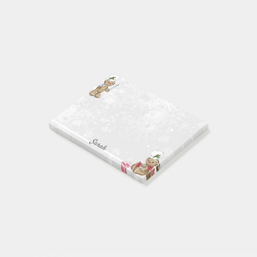 Gingerbrood Man Persoonlijke naam Stocking Stuffer Post-it® Notes (Schuin)