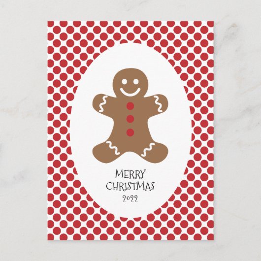 Gingerbrood Man Polka Dot Kerstmis Briefkaart (Voorkant)