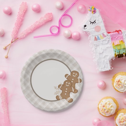 Gingerbrood Man Pset Kerstfeestdag Koekje Papieren Bordje (Feest)