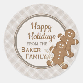 Gingerbrood Man Pset Kerstfeestdag Koekje Ronde Sticker