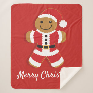 Gingerbrood Man Red Cookie  Sherpa Deken