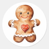 Gingerbrood Man Ronde Sticker (Voorkant)