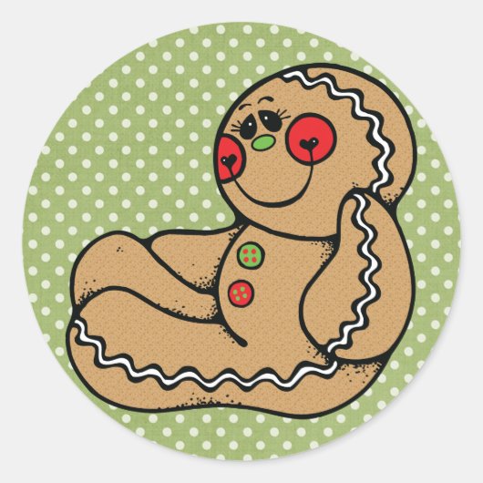 Gingerbrood Man Ronde Sticker (Voorkant)