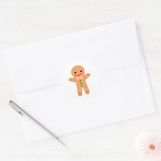 Gingerbrood Man Ronde Sticker (Envelop)