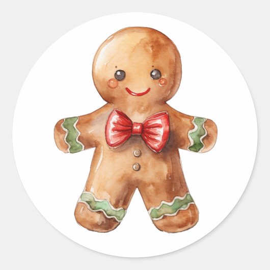 Gingerbrood Man Ronde Sticker (Voorkant)
