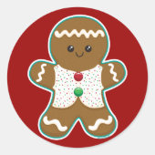 Gingerbrood Man Ronde Sticker (Voorkant)