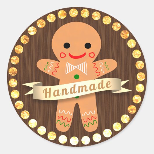 Gingerbrood Man Ronde Sticker (Voorkant)