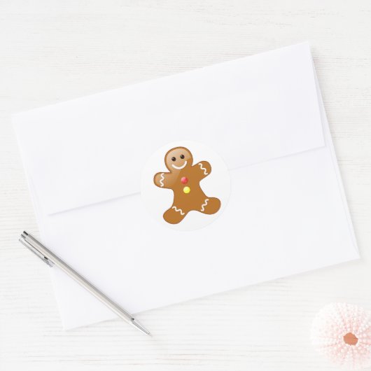 Gingerbrood Man Ronde Sticker (Envelop)