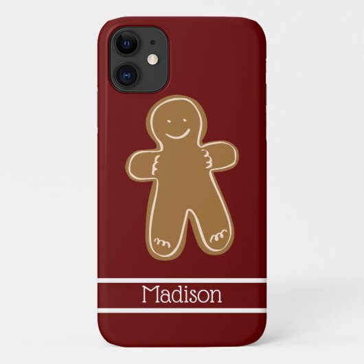 Gingerbrood Man Rood Persoonlijke naam Cute Case-Mate iPhone Case (Achterkant)