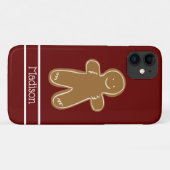 Gingerbrood Man Rood Persoonlijke naam Cute Case-Mate iPhone Case (Achterkant (horizontaal))