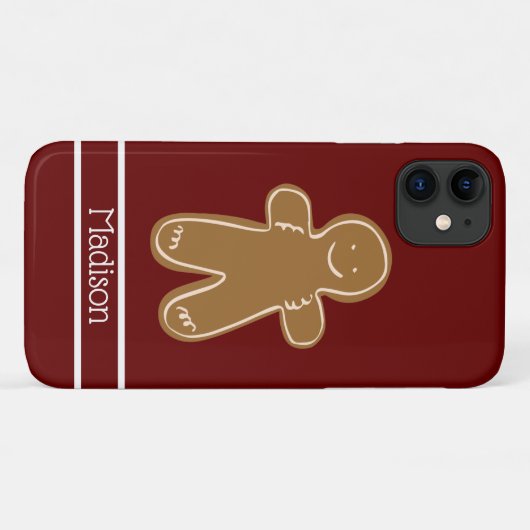 Gingerbrood Man Rood Persoonlijke naam Cute Case-Mate iPhone Case (Achterkant (horizontaal))