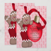 Gingerbrood Man (rood) - Uitnodiging (Voorkant / Achterkant)