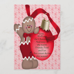 Gingerbrood Man (rood) - Uitnodiging