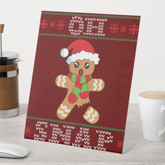 Gingerbrood Man Shirt Gift Oh onverwacht Kerstmis  Reclamebord Met Voetstuk (Insitu)