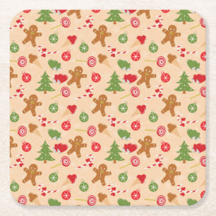 Gingerbrood Man, Snoep en ijs Kartonnen Onderzetters