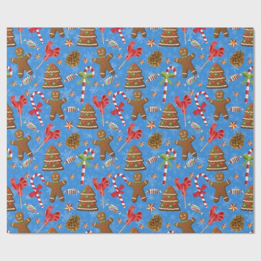 Gingerbrood Man, Snoep en lolly Cadeaupapier (Vlak)