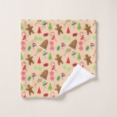 Gingerbrood Man, Snoep en santa hat Bad Handdoek (Wasdoekje)