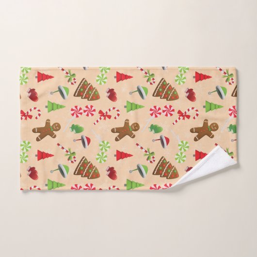Gingerbrood Man, Snoep en santa hat Bad Handdoek (Handdoek)