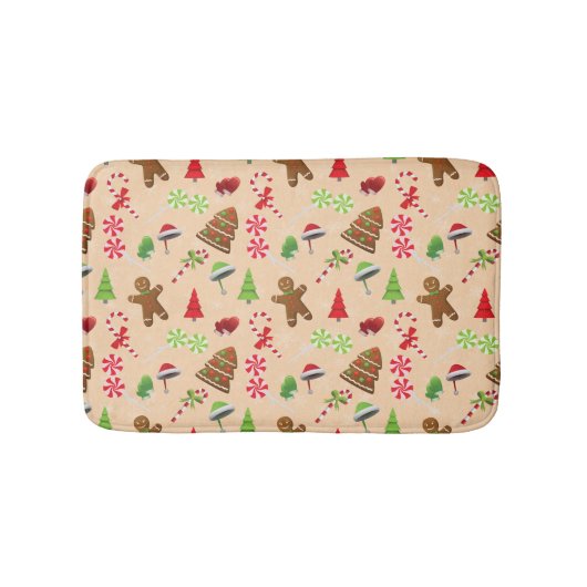 Gingerbrood Man, Snoep en santa hat Badmat (Voorkant)