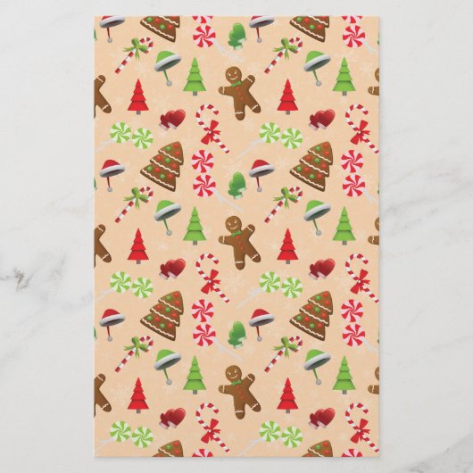 Gingerbrood Man, Snoep en santa hat Briefpapier (Voorkant)