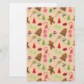Gingerbrood Man, Snoep en santa hat Briefpapier (Voorkant / Achterkant)