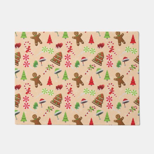 Gingerbrood Man, Snoep en santa hat Deurmat (Voorkant)