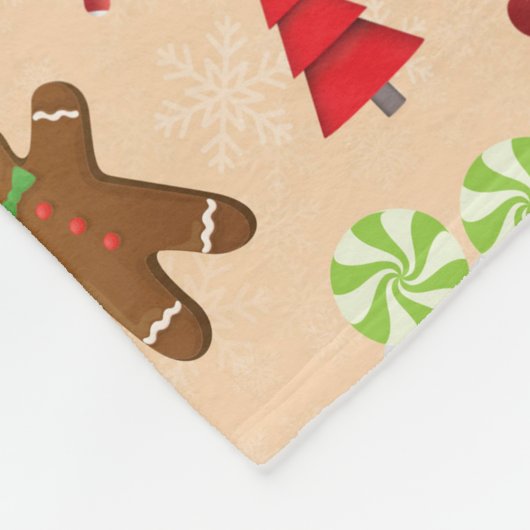 Gingerbrood Man, Snoep en santa hat Fleece Deken (Hoek)