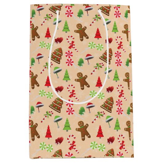 Gingerbrood Man, Snoep en santa hat Medium Cadeauzakje (Voorkant)