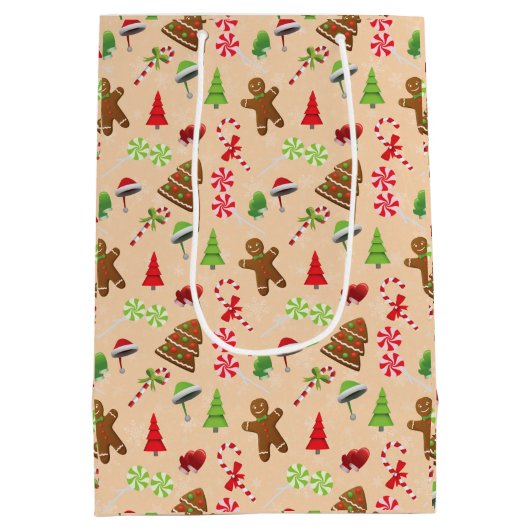 Gingerbrood Man, Snoep en santa hat Medium Cadeauzakje (Achterkant)