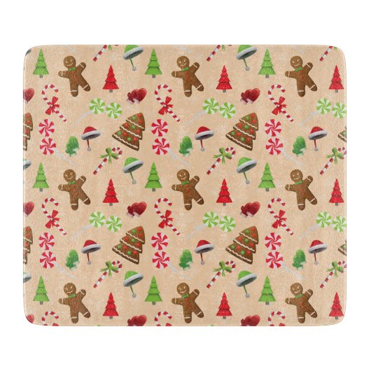 Gingerbrood Man, Snoep en santa hat Snijplank (Voorkant)