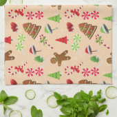 Gingerbrood Man, Snoep en santa hat Theedoek (Gevouwen)