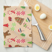 Gingerbrood Man, Snoep en santa hat Theedoek (Quarter Fold)
