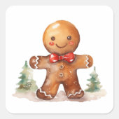 Gingerbrood Man Vierkante Sticker (Voorkant)
