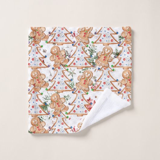 Gingerbrood, man, vrouw en kerstboom washandje (Wasdoekje)