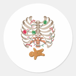 Gingerbrood Man X-Ray Skeleton Botten Chr. Ronde Sticker
