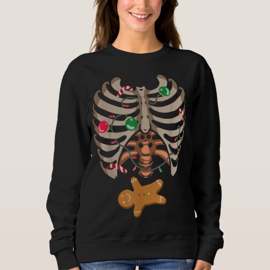 Gingerbrood Man X Ray Skeleton Botten Kerstmis Trui (Voorkant)