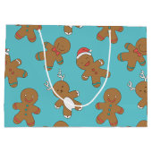 Gingerbrood Mannen Blauwe Grote Gift Bag Large Cadeautasje (Achterkant)