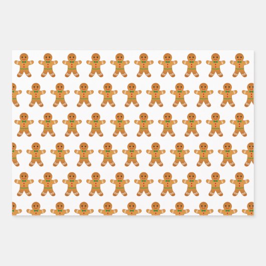 Gingerbrood Mannen en Groene en Rode Kerstmis Inpakpapier Vel (Voorkant)
