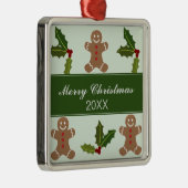 Gingerbrood Mannen en Holly Kerstmis Metalen Ornament (Rechts)