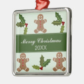 Gingerbrood Mannen en Holly Kerstmis Metalen Ornament (Links)
