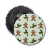 Gingerbrood Mannen en Holly Pattern Button Flesopener (Voorkant)