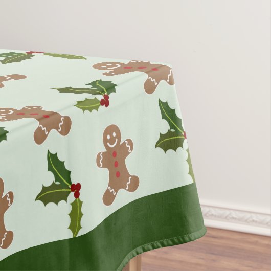 Gingerbrood Mannen en Holly Pattern Green Tafelkleed (Voorbeeld)