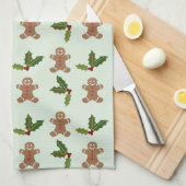 Gingerbrood Mannen en Holly Pattern Theedoek (Quarter Fold)