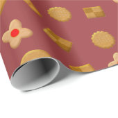 Gingerbrood Mannen en Koekjes Burgundy Cadeaupapier (Rol Hoek)