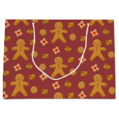Gingerbrood Mannen en Koekjes Burgundy Pattern Groot Cadeauzakje (Voorkant)